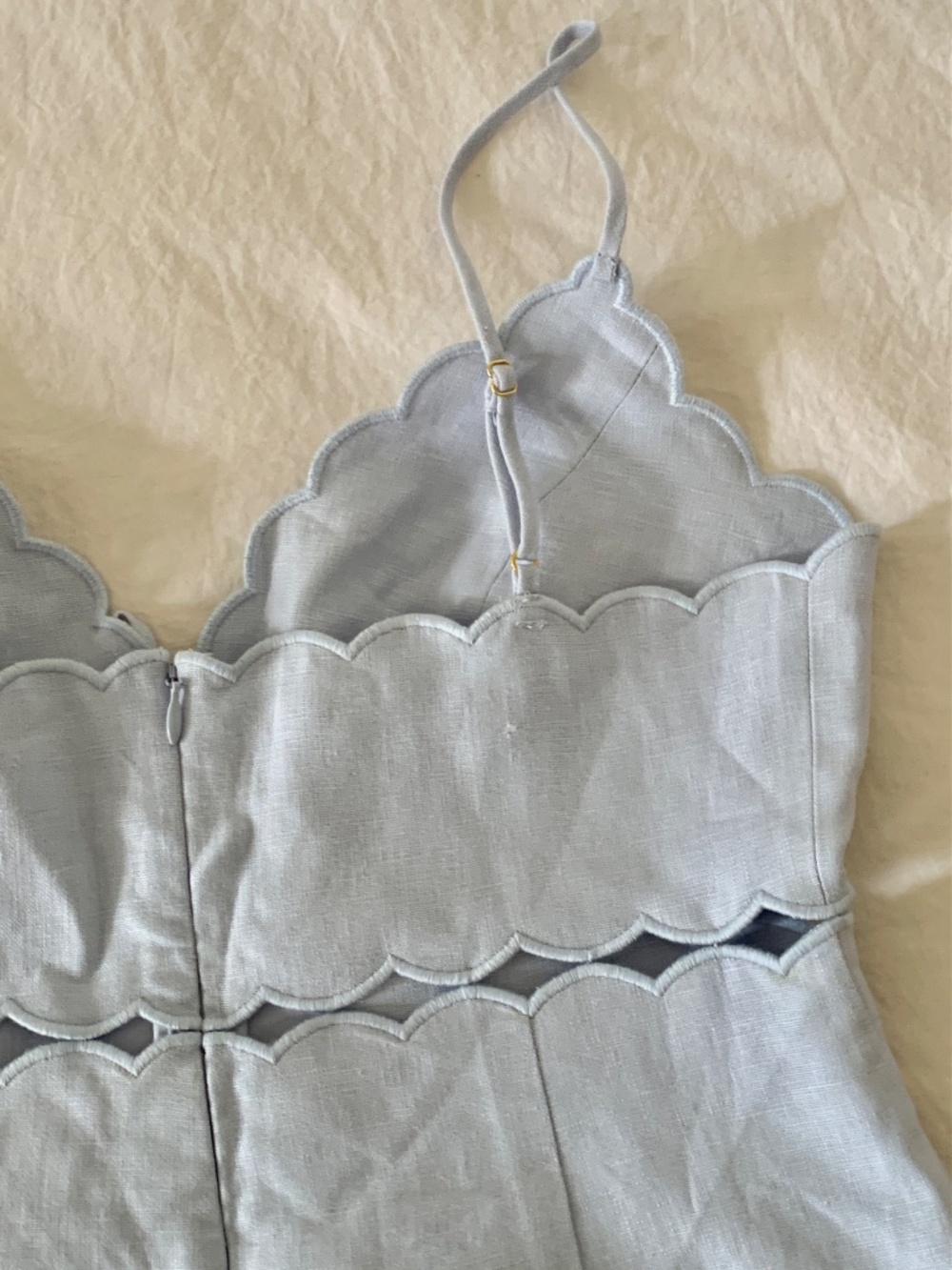 Love Shack Fancy Sydow Mini Linen Dress Blue 4 NWT - Picture 3 of 7